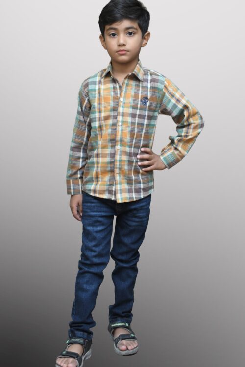 Casual Shirt Boys | Multi Color Check Twill Fabric